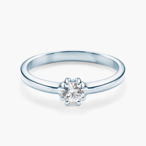 Pierścionek zaręczynowy SAVICKI: białe złoto, biały szafir